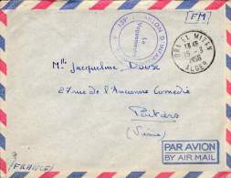 ALGERIE  LETTRE FM BATAILLON INFANTERIE ALPINE  OB DAR EL MIZAN 15.3.1956 ALGER TB 7 - Cartas & Documentos