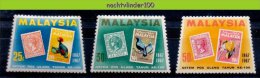 Naa1946 FAUNA VOGELS ZEGEL OP ZEGEL STAMP ON STAMP BIRDS VÖGEL AVES OISEAUX MALAYSIA 1967 ONG/MH - Collections, Lots & Series