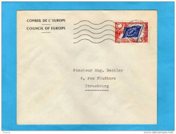 MARCOPHILIE-lettre Du Conseil De L'europe Strasbourg -stamp Service 35frs N°20 Cad CE 13 Oct 1958 - Lettres & Documents