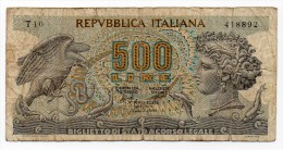 1966 - 500 Lire Italia - Banconota Banknote - 500 Lire