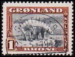 1945. New Yorker Ausgabe. 1 Kr. Braun/grau. LUX. GODTHAAB 21-5-1943.  (Michel: 14) - JF127893 - Unused Stamps