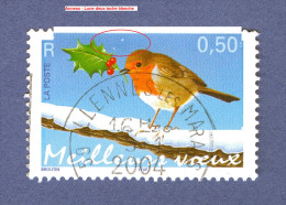 2003    N° 3621  ROUGE-GORGE 5 . 1 . 2004  PHOSPHORESCENTE OBLITÉRÉ YVERT TELLIER 0.50 € - Used Stamps