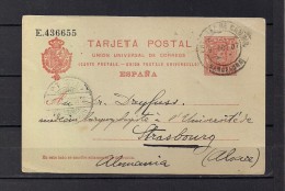 1907 BARCELONA, ENTERO POSTAL ED. 47, CIRCULADO A ESTRASBURGO - ALEMANIA - 1850-1931