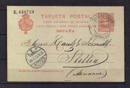 1907 BARCELONA, ENTERO POSTAL ED. 47, CIRCULADO A STETTIN - ALEMANIA, LLEGADA - 1850-1931