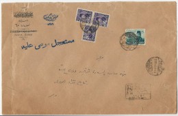 EGYPT 1948 REGISTERED RECOMMENDED LOCAL COVER / LETTER 50 Mills+3X10 MIILS KING FAROUK MARSHALL / MARSHAL ASYUT - CAIRO - Storia Postale