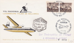 Luxembourg 1964 First Flight Luxembourg-Nice-Palma - Storia Postale