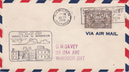 Canada 1929 First Regular Flight Hamilton To Windsor - Brieven En Documenten