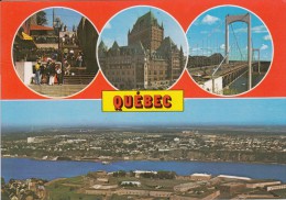 Cp , CANADA , QUEBEC , Château Frontenac, Les Ponts Pierre Laporte Et Quebec , Vue Aérienne De La Citadelle, Multi-Vues - Québec - La Citadelle