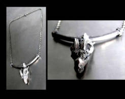 Ancien Collier Bélier En Argent Vintage Années 60-70 / Vintage 60's 70's Silver Necklace Featuring A Ram - Kettingen