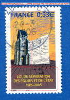2005  N°  3860  EGLISE ET EXTRAIT DU JOURNAL OFFICIEL 20 . 3 . 2006 PHOSPHORESCENTE OBLITÉRÉ YVERT TELLIER 0.50 € - Used Stamps