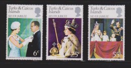 Turks & Caicos 1977 QEII Silver Jubilee Set 3 MNH - Turks E Caicos