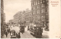 PORTSMOUTH - TRAMWAY : COMMERCIAL ROAD VINTAGE POSTCARD - ANIMATION - TWO HAMPSHIRE TRAM. - Portsmouth