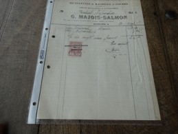 Facture De G.MAJOIS-SALMON à BOURLERS(bicyclettes Et Machines A Coudre)du 20/04/1921 - 1900 – 1949
