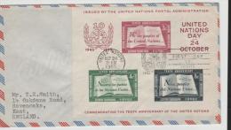 UNO008/ Sheet 1 On Circulated FDC To UK. Rarely Seen - Lettres & Documents