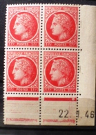 FRANCE COIN DATE N°676 (rosé) NEUF TTBE  22/1/46. Neuf Sans Charniere. MNH - 1940-1949