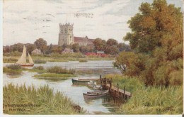 ENGLAND - HAMPSHIRE : Christchurch Priory From Wick. Colored Draw Signed By A.R. Quinton. - Quinton, AR