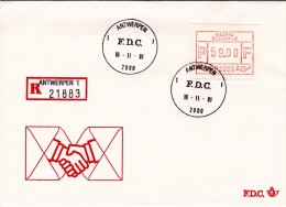 E01-019 - Belgique Enveloppe FDC Recommandé 21883 Va - Vignette  Du 16-11-1981 - COB  - Cachet De 2000 Antwerpen 1 - Sér - Otros & Sin Clasificación