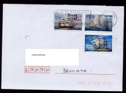 France Enveloppe Affranchissement Voiliers  Flamme Brest 2000 De1999 - Storia Postale