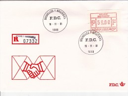 E01-026 - Belgique Enveloppe FDC Recommandé 07332 Va - Vignette  Du 16-11-1981 - COB  - Cachet De 1000 Bruxelles 1 - Sér - Sonstige & Ohne Zuordnung