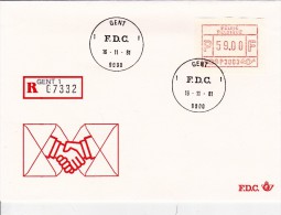 E01-027 - Belgique Enveloppe FDC Recommandé 07332 Va - Vignette  Du 16-11-1981 - COB  - Cachet De 9000 Gent 1 - Série  - - Andere & Zonder Classificatie