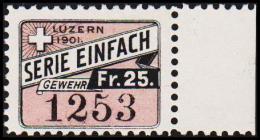 1901. LUZERN. SERIE EINFACH GEWEHR. Fr. 25.  (Michel: ) - JF127984 - Fiscale Zegels