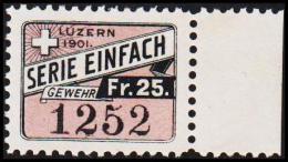 1901. LUZERN. SERIE EINFACH GEWEHR. Fr. 25.  (Michel: ) - JF127983 - Fiscale Zegels