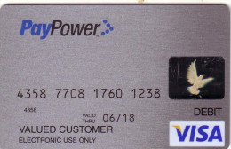 USA CARTE BANCAIRE BANKING CARD PAYPOWER VISA VALID 06.18 UT - Tarjeta Bancaria Desechable