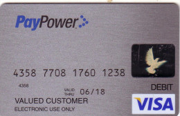 USA CARTE BANCAIRE BANKING CARD PAYPOWER VISA VALID 06.18 UT - Cartes Bancaires Jetables