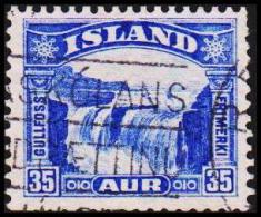 1931. Gullfoss. 35 Aur Blue. Machineperf. FACIT 196v1. (Michel: 152) - JF128113 - Unused Stamps