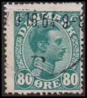 1915. King Christian X. 80 Øre Blue-green. VARIETY AFA 84x. LUX KJØBENHAVN 11.17. (Michel: 74) - JF128163 - Unused Stamps