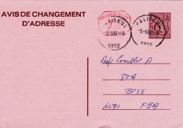 C01-152 - Belgique CEP - Carte Entier Postal - Changement D'adresse  Du 0-1-1900 - COB  - Cachet De 6850 Paliseul M1 P01 - Adressenänderungen