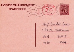 C01-153 - Belgique CEP - Carte Entier Postal - Changement D'adresse  Du 0-1-1900 - COB  - Cachet De Montignies Sur Sambr - Adreswijziging