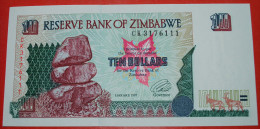 * ANTELOPE & CLIFFS ★ ZIMBABWE★ 10 DOLLARS 1997! UNC CRISP!  LOW START ★ NO RESERVE! - Simbabwe