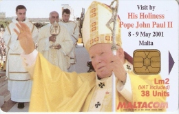 Nº 208 TARJETA DE MALTA DEL PAPA JUAN PABLO II (POPE) - Malta