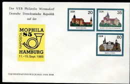 DDR U2-1a-85 C1-a UMSCHLAG Burgen Der DDR ZUDRUCK MOPHILA HAMBURG  1985 - Privé Briefomslagen - Ongebruikt