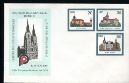 DDR U2-2a-85 C2-a UMSCHLAG Burgen Der DDR ZUDRUCK PHILATELIA KÖLN DOM 1985 - Privatumschläge - Ungebraucht