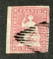 5743  Swiss 1857    (o)  Scott #33  (cat.$325.) Offers Welcome! - Gebraucht