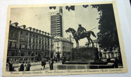 TORINO  -- PIAZZA CASTELLO TORRE LITTORIO E MONUMENTO AL CAVALLIERE ANIMATA - Places & Squares