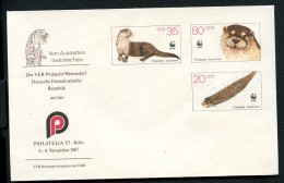 DDR U7-1a-87 C1-a Umschlag PRIVATER ZUDRUCK WERMSDORF Fischotter 1987 - Private Covers - Mint