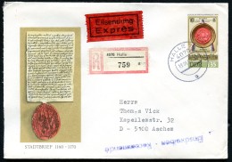 DDR U11 Umschlag EINSCHREIBEN EILSENDUNG Halle-Aachen 1990  Kat. 25,00 € - Briefomslagen - Gebruikt
