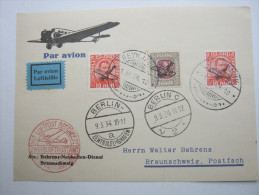 1934, Flugkarte Nach Berlin - Covers & Documents