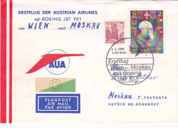 Austria 1969 First Flight Wien-Moscow By Boeing Jet 707 By AUA - Eerste Vluchten