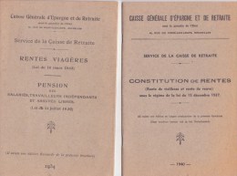 CGER Caisse Générale D ´ Epargne & De Retraite  1934 & 1940 Lot De 2 Revues Au Sujet De Rentes Et Pension - Buchhaltung/Verwaltung