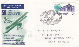 New Zealand 1970 50th Anniversary Crossing Cook Strait By Air - Brieven En Documenten