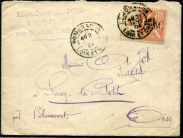 FRANCE - TIMBRE DE FRANCHISE N° 2 AVEC MANCHETTE MILL. 3 , OBL. ROMORANTIN LE 21/1/1904 POUR BLINCOURT - B - Military Postage Stamps