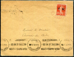 FRANCE - TIMBRE DE FRANCHISE N° 5 / ANNULÉ 90 éme R.I. EN ROUGE , DE CHATEAUROUX LE 18/11/1925 POUR LIMOGES - TB - Militaire Zegels