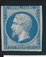 YVERT N°14B * - FRAIS MAIS COURT EN HAUT - COTE = 525 EUROS - 1853-1860 Napoleon III