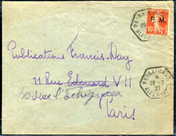 FRANCE - TIMBRE DE FRANCHISE N° 5SUR LETTRE DE PEIRA CAVA LE 29/7/1927 , POUR PARIS - TB - Militaire Zegels