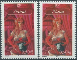 [05] Variété : N° 3591 Nana Impression Des Rideaux Et Du Fond Trouble +  Normal  ** - Unused Stamps