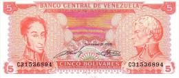 VENEZUELA  5 Bolivares   Daté Du 21-09-1989   Pick 70 B       ***** BILLET  NEUF ***** - Venezuela